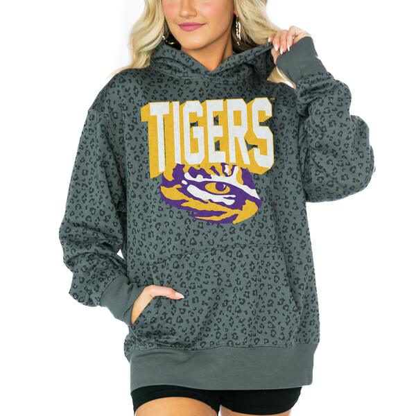 ǥ ǥ ѡåȥ  LSU Tigers Gameday Couture Women's Running Wild Leopard Print Pullover Hoodie Black