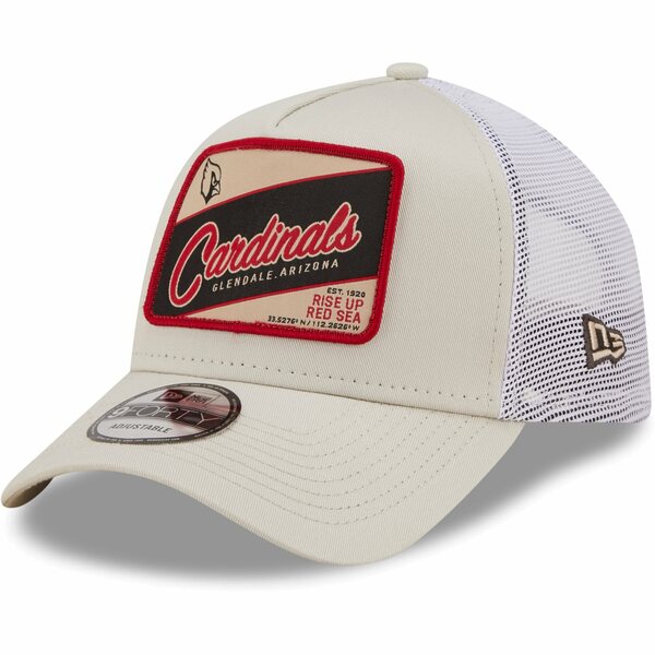 ニューエラ メンズ 帽子 アクセサリー Arizona Cardinals New Era Happy Camper AFrame Trucker 9FORTY Snapback Hat Khaki/White