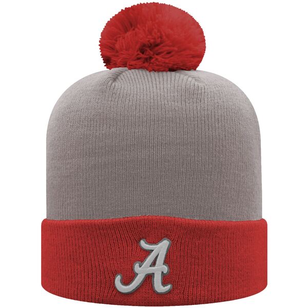 ȥåס֡  ˹ ꡼ Alabama Crimson Tide Top of the World Core 2Tone Cuffed Knit Hat with Pom Crimson/Gray