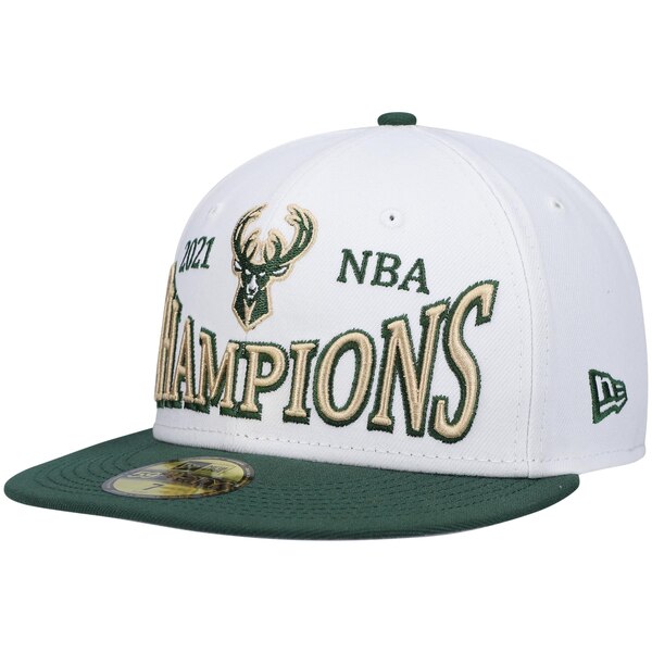 ニューエラ メンズ 帽子 アクセサリー Milwaukee Bucks New Era Arch Champs 59FIFTY Fitted Hat White/Hunter Green