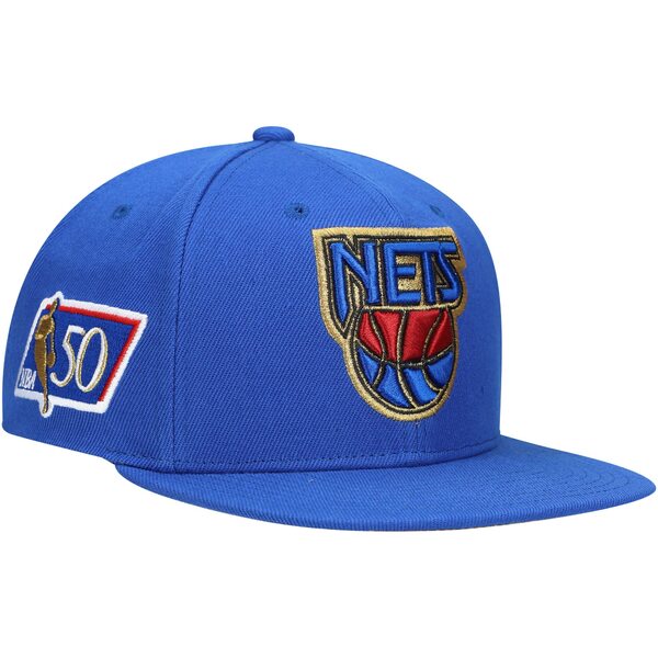 ミッチェル＆ネス ミッチェル&ネス メンズ 帽子 アクセサリー New Jersey Nets Mitchell & Ness 50th Anniversary Snapback Hat Blue