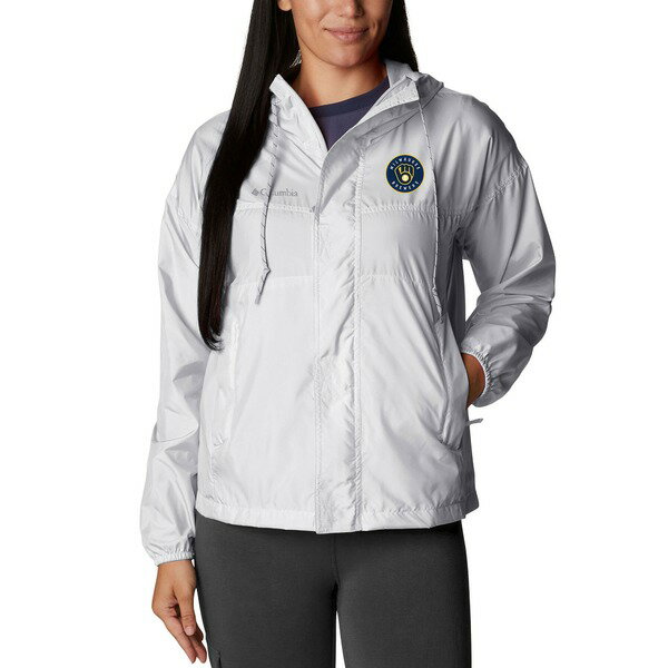 コロンビア レディース ジャケット＆ブルゾン アウター Milwaukee Brewers Columbia Women's Flash Challenger FullZip Windbreaker Jacket Gray