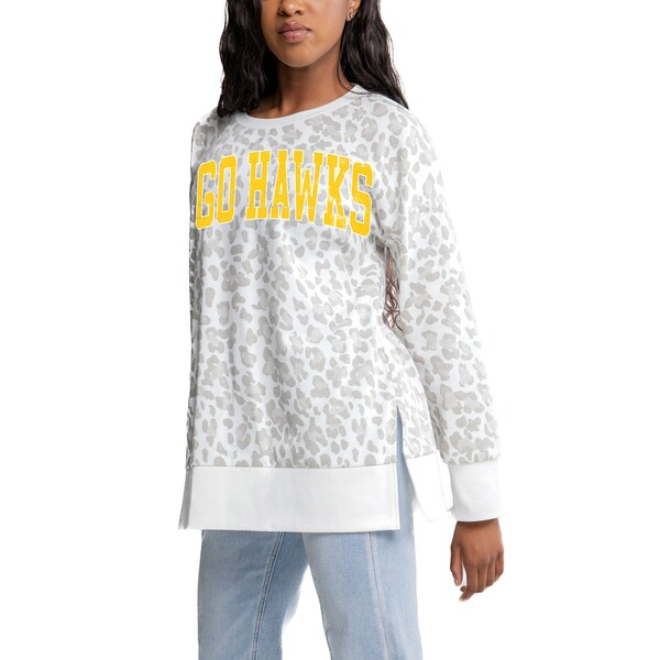 ゲームデイ レディース パーカー・スウェットシャツ アウター Iowa Hawkeyes Gameday Couture Women's SideSlit French Terry Crewneck Sweatshirt Gray