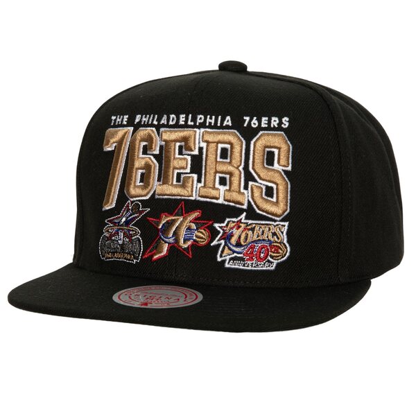 ミッチェル&ネス メンズ 帽子 アクセサリー Philadelphia 76ers Mitchell & Ness Champ Stack Snapback Hat Black