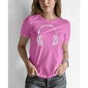 エルエーポップアート レディース Tシャツ トップス Women's Word Art Music Note Headphones T-Shirt Pink