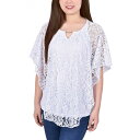 ニューヨークコレクション レディース カットソー トップス Women's Lace Poncho Top with Bar White