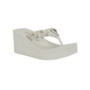 ゲス レディース サンダル シューズ Women's Demmey Logo Thong Square Toe Eva Wedge Sandals Ivory/Silver