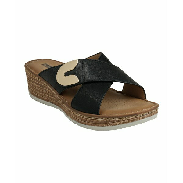 ジーシーシューズ レディース サンダル シューズ Women's Demi Cross Strap Hardware Slip-On Wedge Sa..