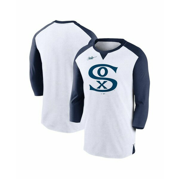 ʥ   ȥåץ Men's White, Navy Chicago White Sox Rewind 3/4-Sleeve...