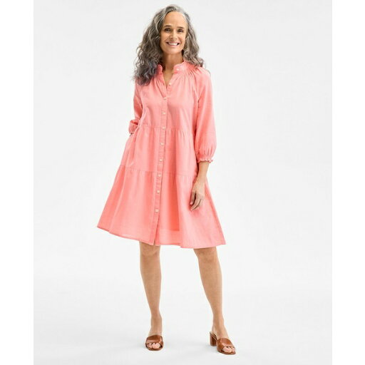 スタイルアンドコー レディース ワンピース トップス Petite Smocked 3/4-Sleeve Tiered Shirtdress, Exclusively at Macy's Enchant Mint スタイルアンドコー レディース ワンピース トップス Petite Smocked 3/4-Sleeve Tiered Shirtdress, Exclusively at Macy's Enchant Mint