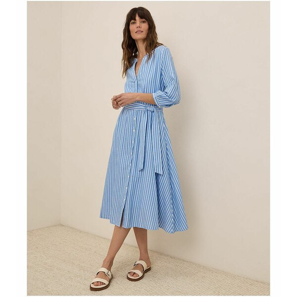 パクト レディース ワンピース トップス Women's Organic Cotton Sunset Lightweight Cotton Easy Dress Blue bondi stripe