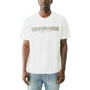 トゥルーレリジョン メンズ シャツ トップス Men's Cotton Reflect Arch Logo T-Shirt Optic White(4)