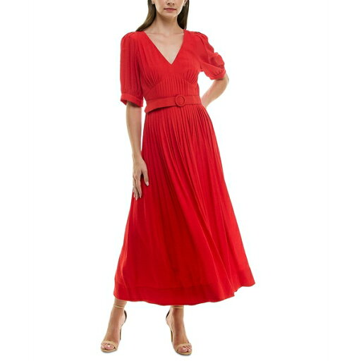 テイラー レディース ワンピース トップス Women's Pleated Belted Fit & Flare Dress Red テイラー レディース ワンピース トップス Women's Pleated Belted Fit & Flare Dress Red