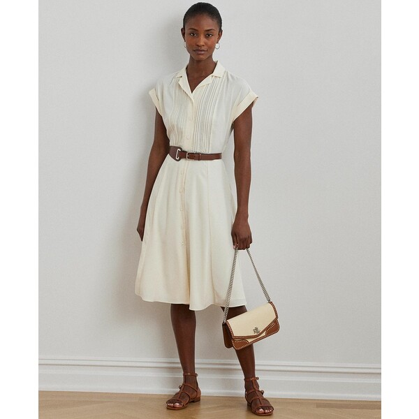 ラルフローレン レディース ワンピース トップス Women's Belted Crepe Pintucked Shirtdress Mascarpone Cream