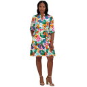 ジェシカハワード レディース ワンピース トップス Petite Floral Balloon-Sleeve Split-Neck Dress Ivory Multi