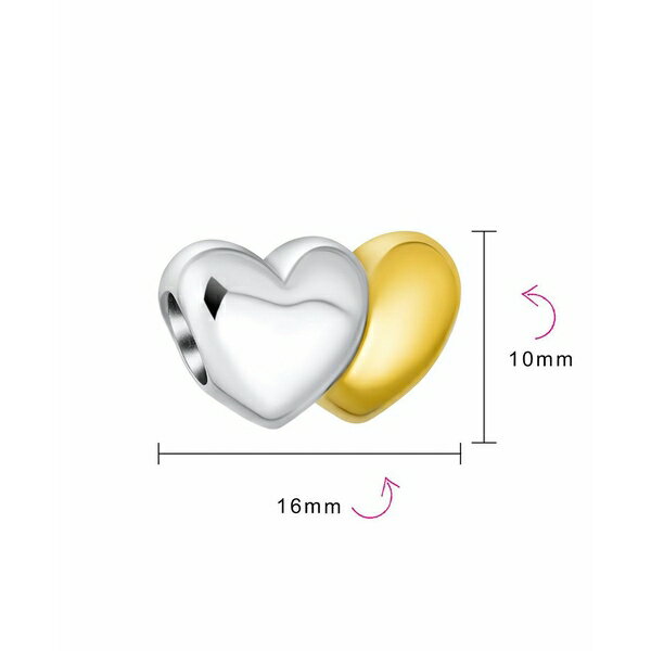 ブリング レディース 腕時計 アクセサリー Valentine Heart Shape Monogram Letters Alphabet A-Z Initial 2 Tone Two Hearts As One Charm Bead 14k Gold Plated Sterling Silver Fits European Bracelet Two-tone