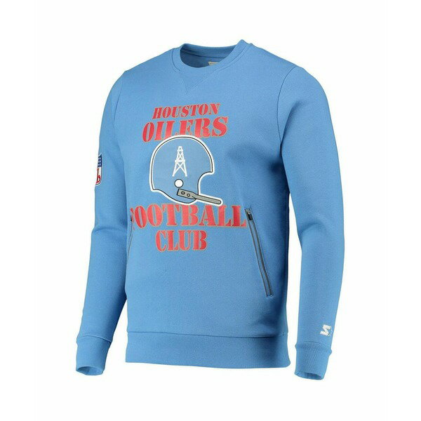 スターター レディース パーカー・スウェットシャツ アウター Men's Light Blue Houston Oilers Locker Room Throwback End Zone Pullover Sweatshirt Light Blue