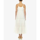 zCg}[N fB[X s[X gbvX Women's Scoop Neck Tiered Maxi Dress White