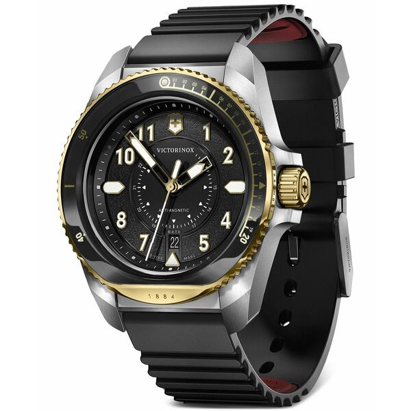 ビクトリノックス ビクトリノックス レディース 腕時計 アクセサリー Men's Swiss Journey 1884 Black Rubber Strap Watch 43mm Black