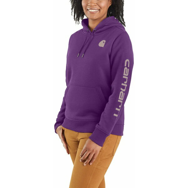 カーハート レディース パーカー・スウェットシャツ アウター Carhartt Women's Clarksburg Graphic Sleeve Hoodie Purple
