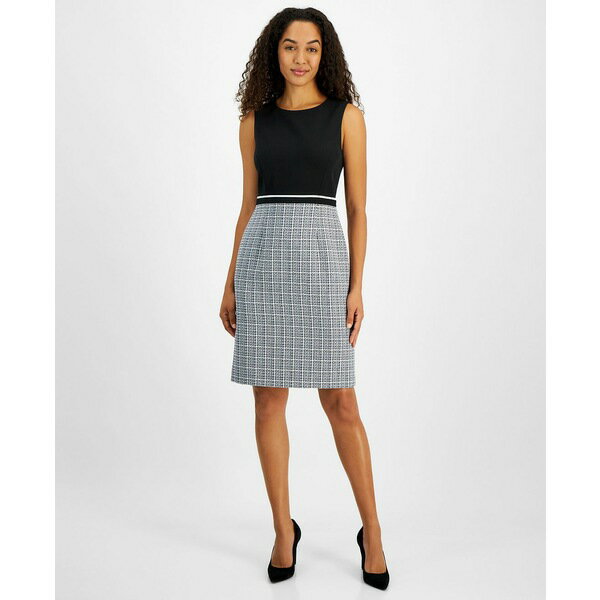 カスパー レディース ワンピース トップス Women's Sleeveless Tweed Sheath Dress, Regular & Petite Sizes Black Multi