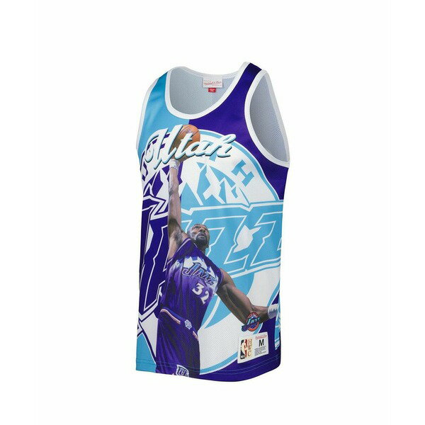 ミッチェル&ネス メンズ シャツ トップス Men's Karl Malone Purple and Turquoise Utah Jazz Sublimated Player Tank Top Purple, Turquoise