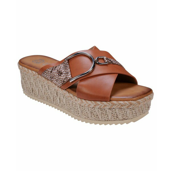 ジーシーシューズ レディース サンダル シューズ Women's Lindsey Strappy Platform Slide Sandals Tan