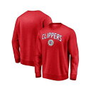 ファナティクス メンズ パーカー・スウェットシャツ アウター Men's Red LA Clippers Game Time Arch Pullover Swe...