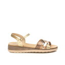 キシタイ レディース サンダル シューズ Women's Low Wedge Strappy Sandals By Gold(4)