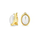 ブリング レディース ピアス&イヤリング アクセサリー Cable Bezel Set Round White Simulated Pearl Clip On Earrings Gold Plated White gold(4)