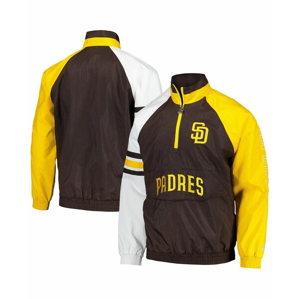 スターター メンズ ジャケット&ブルゾン アウター Men's Brown, Gold San Diego Padres Elite Raglan Half-Zip Jacket Brown, Gold