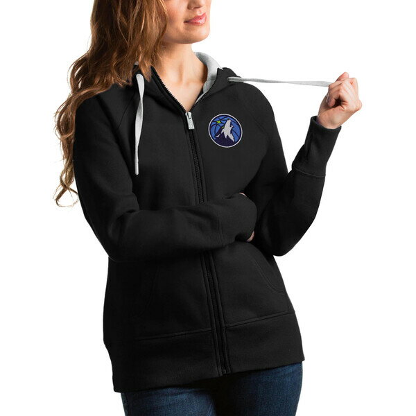 アンティグア レディース パーカー・スウェットシャツ アウター Minnesota Timberwolves Antigua Women's Victory FullZip Hoodie Black