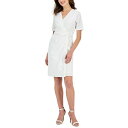 アンクライン レディース ワンピース トップス Women's V-Neck Elbow-Sleeve Side-Ring Dress Bright White