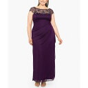 エスケープ レディース ワンピース トップス Plus Size Beaded Cascade Gown Plum