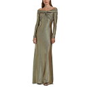 ラルフローレン レディース ワンピース トップス Women's Off-The-Shoulder Metallic Gown Brown Birch/Gold Foil
