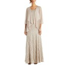 アールアンドエムリチャーズ レディース ワンピース トップス Women's Beaded Dress & Flyaway Jacket Champagne