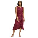 ダナ キャラン ニューヨーク レディース ワンピース トップス Women's Sleeveless Asymmetric Faux-Wrap Midi Dress Maroon