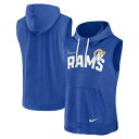 ナイキ メンズ パーカー スウェットシャツ アウター Los Angeles Rams Nike Sleeveless Pullover Hoodie Heather Royal