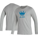 アディダス メンズ Tシャツ トップス Charlotte FC adidas Icon AEROREADY Long Sleeve TShirt Heather Gray