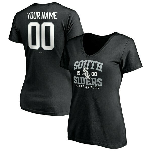 ファナティクス レディース Tシャツ トップス Chicago White Sox Fanatics Branded Women's Hometown Legend Personalized Name & Number VNeck TShirt Black