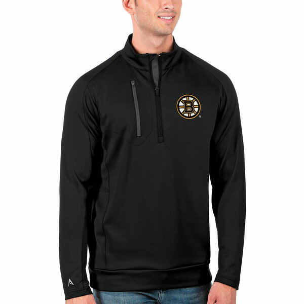 ƥ  㥱åȡ֥륾  Boston Bruins Antigua Big & Tall Generation QuarterZip Pullover Jacket Black/Charcoal