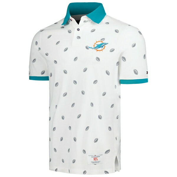 トミー ヒルフィガー メンズ ポロシャツ トップス Miami Dolphins Tommy Hilfiger Bryce Pique Polo White