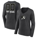 t@ieBNX fB[X TVc gbvX San Jose Sharks Fanatics Branded Women's Monochrome Personalized Name & Number Long Sleeve VNeck TShirt Charcoal