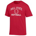 チャンピオン メンズ Tシャツ トップス Ball State Cardinals Champion Icon Softball Powerblend TShirt Cardinal