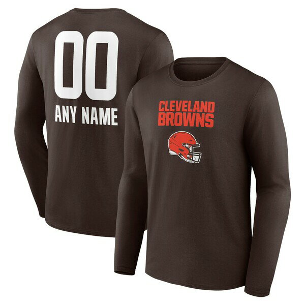 եʥƥ  T ȥåץ Cleveland Browns Fanatics Branded Personalized Name &Number Team Wordmark Long Sleeve TShirt Brown