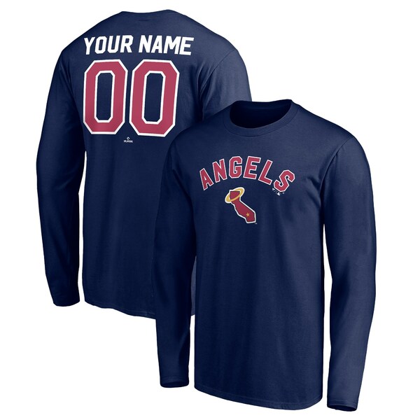 ファナティクス メンズ Tシャツ トップス California Angels Fanatics Branded Personalized Cooperstown Collection Winning Streak Long Sleeve TShirt Navy