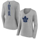 ファナティクス レディース Tシャツ トップス Toronto Maple Leafs Fanatics Branded Women's Personalized Name & Number Long Sleeve VNeck TShirt Heather Gray