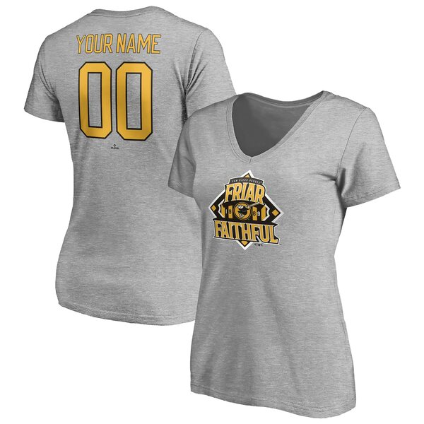t@ieBNX fB[X TVc gbvX San Diego Padres Fanatics Branded Women's Hometown Legend Personalized Name & Number VNeck TShirt Heathered Gray