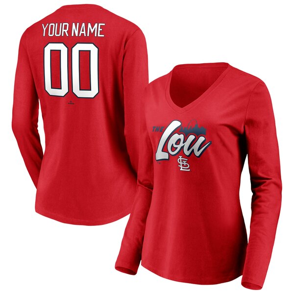 ファナティクス レディース Tシャツ トップス St. Louis Cardinals Fanatics Branded Women's Personalized Hometown Legend Long Sleeve VNeck TShirt Red