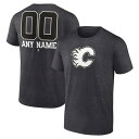 ファナティクス メンズ Tシャツ トップス Calgary Flames Fanatics Branded Monochrome Personalized Name & Number TShirt Charcoal